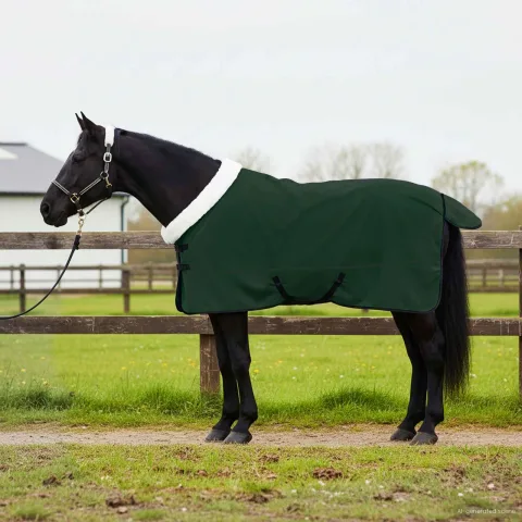 vidaXL Pătură pentru cai Verde închis complet 155 cm Fleece polar