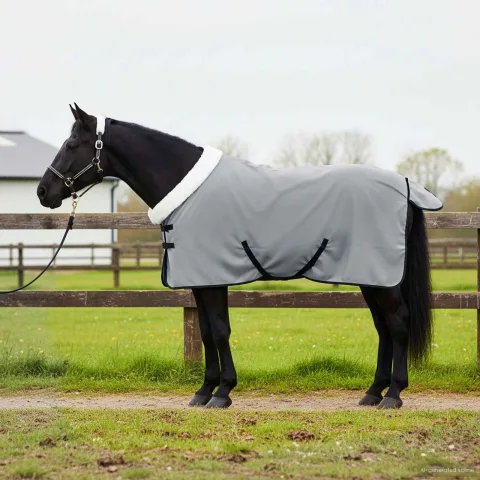 vidaXL Pătură pentru cai Gri deschis complet 95 cm Fleece polar