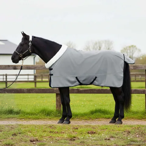 vidaXL Pătură pentru cai Gri deschis complet 125 cm Fleece polar