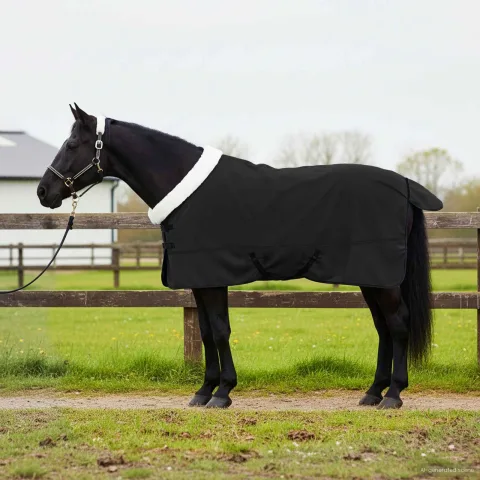 vidaXL Pătură pentru cai Negru 145 cm Fleece polar