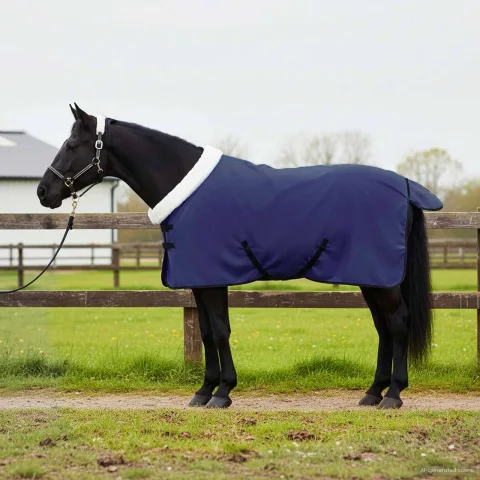 vidaXL Pătură pentru cai Albastru marin 85 cm Fleece polar