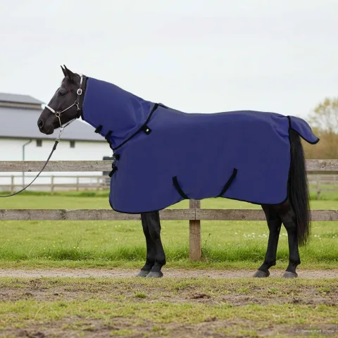 vidaXL Pătură pentru cai Albastru marin 105 cm Fleece din poliester