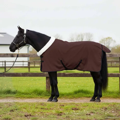 vidaXL Pătură pentru cai Maro Întunecat Complet 85 cm Fleece polar