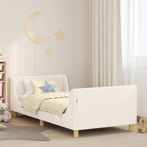 vidaXL Cadru de pat pentru copii cu spătar Crem 90 x 190 cm Bouclé