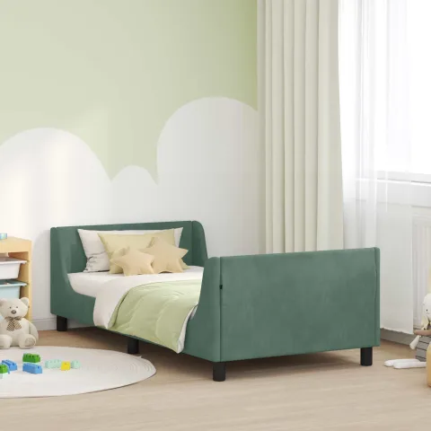 vidaXL Cadru de pat pentru copii cu spătar Verde Mării 90 x 200 cm
