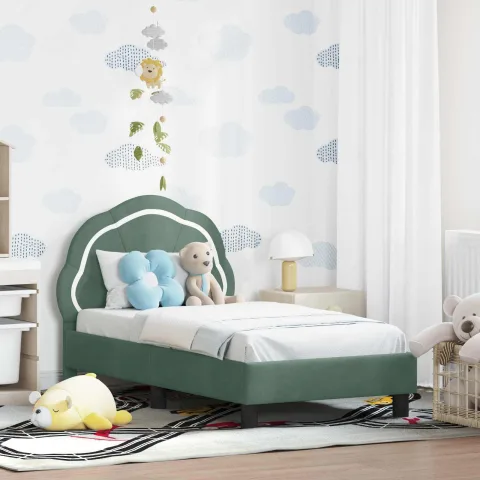 vidaXL Cadru de pat pentru copii cu spătar Verde Mării 70 x 140 cm