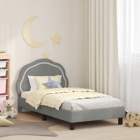 vidaXL Cadru de pat pentru copii cu spătar Gri deschis 80 x 160 cm