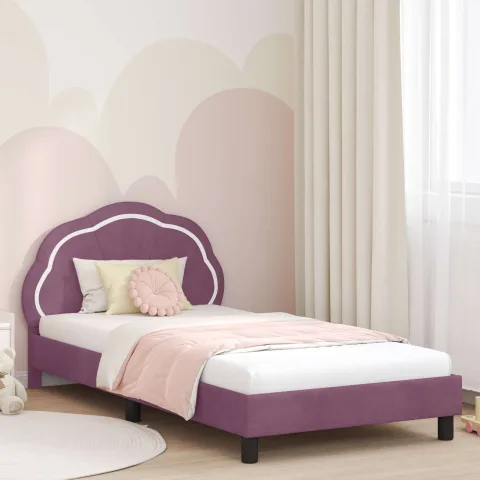 vidaXL Cadru de pat pentru copii cu spătar Violet 90 x 190 cm Catifea