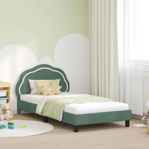 vidaXL Cadru de pat pentru copii cu spătar Verde Mării 90 x 200 cm
