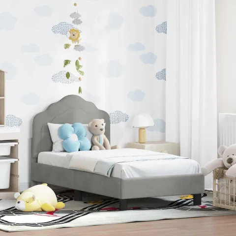 vidaXL Cadru de pat pentru copii cu spătar Gri deschis 70 x 140 cm