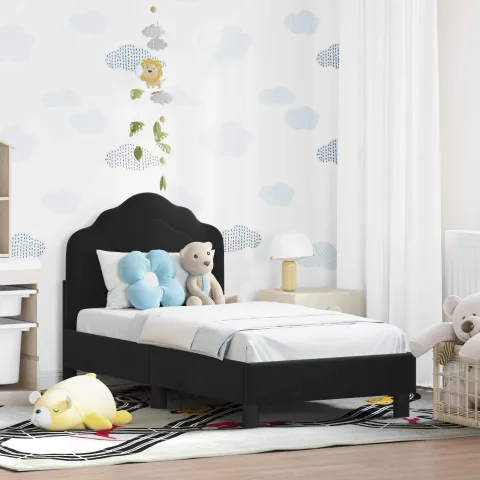 vidaXL Cadru de pat pentru copii cu spătar Negru 70 x 140 cm Catifea