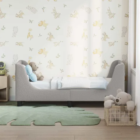 vidaXL Cadru de pat pentru copii cu spătar Gri deschis 70 x 140 cm