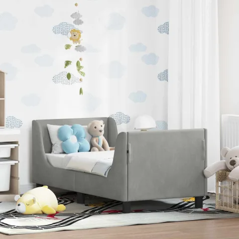 vidaXL Cadru de pat pentru copii cu spătar Gri deschis 70 x 140 cm