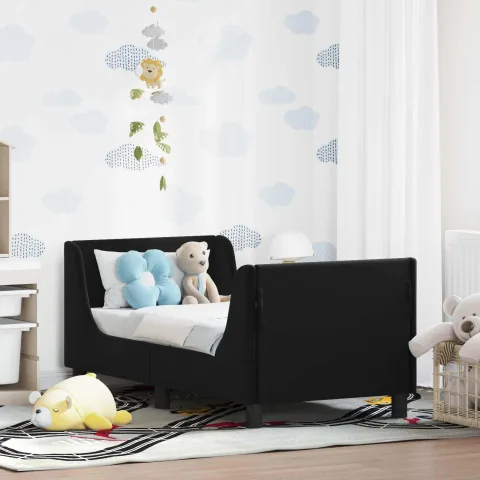 vidaXL Cadru de pat pentru copii cu spătar Negru 70 x 140 cm Catifea