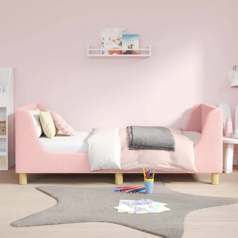 vidaXL Cadru de pat pentru copii cu spătar Roz 80 x 160 cm Bouclé