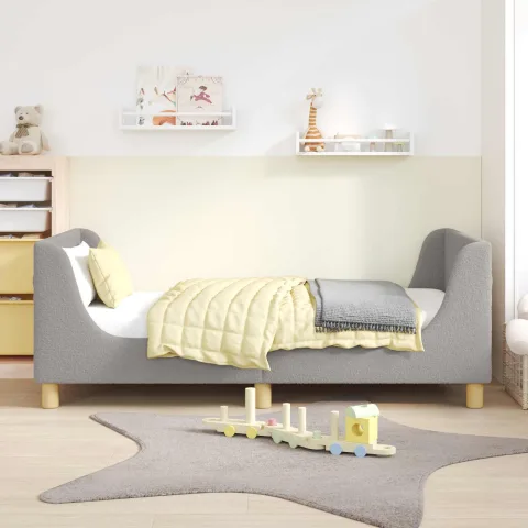 vidaXL Cadru de pat pentru copii cu spătar Gri deschis 80 x 160 cm