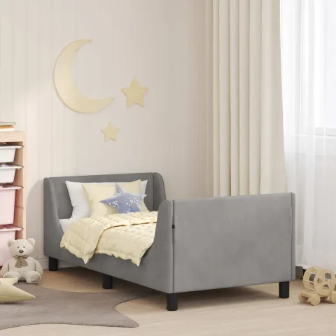 vidaXL Cadru de pat pentru copii cu spătar Gri deschis 80 x 160 cm