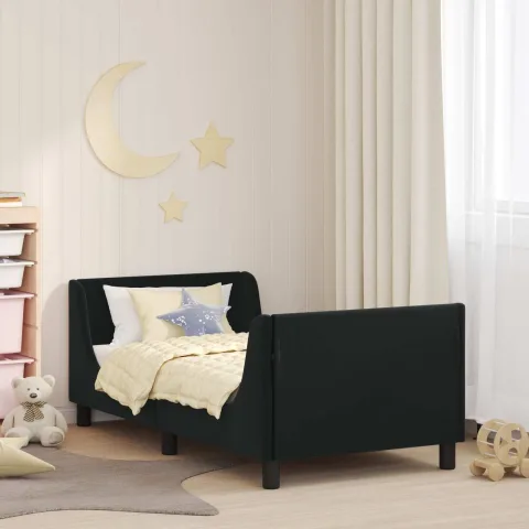 vidaXL Cadru de pat pentru copii cu spătar Negru 80 x 160 cm Catifea