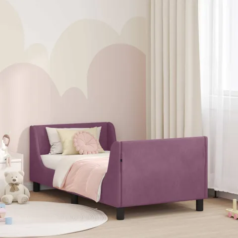 vidaXL Cadru de pat pentru copii cu spătar Violet 80 x 160 cm Catifea