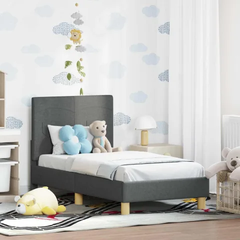 vidaXL Cadru de pat pentru copii cu spătar Gri închis 70 x 140 cm