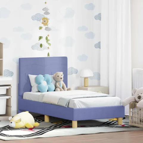 vidaXL Cadru de pat pentru copii cu spătar Albastru Jeans 70 x 140 cm