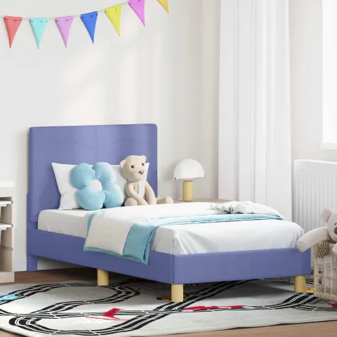 vidaXL Cadru de pat pentru copii cu spătar Albastru Jeans 80 x 160 cm