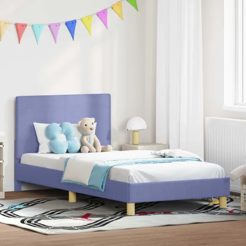 vidaXL Cadru de pat pentru copii cu spătar Albastru Jeans 80 x 200 cm