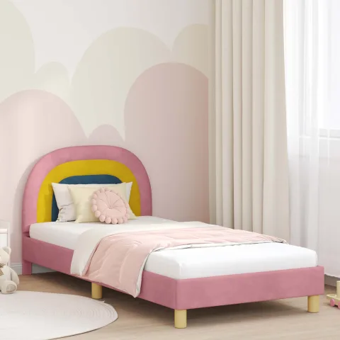 vidaXL Cadru de pat pentru copii cu spătar Roz 90 x 190 cm Catifea