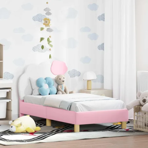 vidaXL Cadru de pat pentru copii cu spătar Roz 70 x 140 cm PU