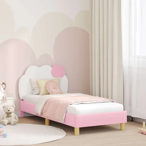vidaXL Cadru de pat pentru copii cu spătar Roz 80 x 160 cm PU