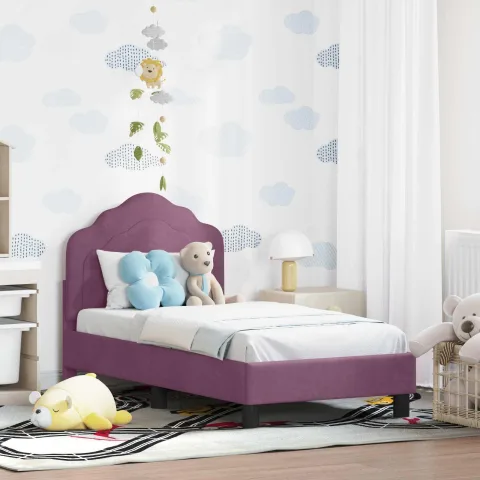vidaXL Cadru de pat pentru copii cu spătar Violet 70 x 140 cm Catifea