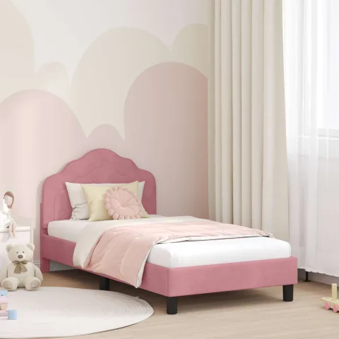vidaXL Cadru de pat pentru copii cu spătar Roz 80 x 160 cm Catifea