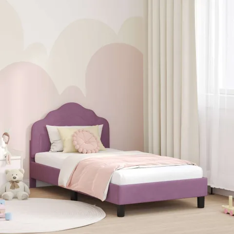 vidaXL Cadru de pat pentru copii cu spătar Violet 80 x 160 cm Catifea