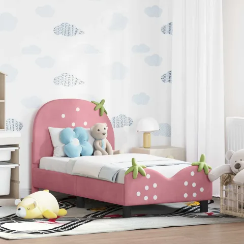 vidaXL Cadru de pat pentru copii cu spătar Roz 70 x 140 cm Catifea