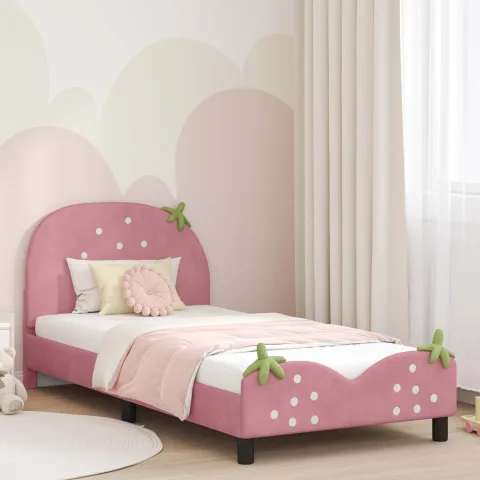 vidaXL Cadru de pat pentru copii cu spătar Roz 80 x 200 cm Catifea