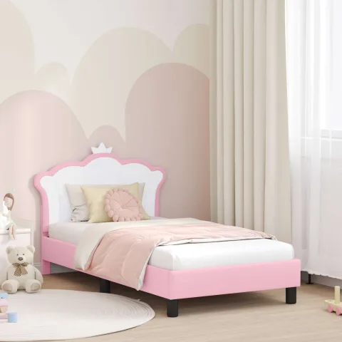 vidaXL Cadru de pat pentru copii cu spătar Roz 80 x 160 cm PU