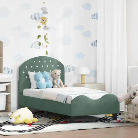 vidaXL Cadru de pat pentru copii cu spătar Verde Mării 70 x 140 cm