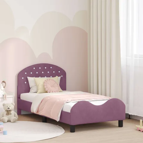 vidaXL Cadru de pat pentru copii cu spătar Violet 80 x 160 cm Catifea