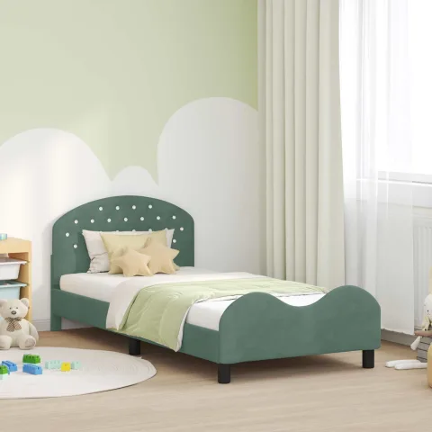 vidaXL Cadru de pat pentru copii cu spătar Verde Mării 90 x 190 cm