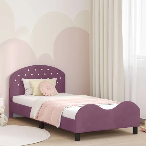 vidaXL Cadru de pat pentru copii cu spătar Violet 90 x 200 cm Catifea