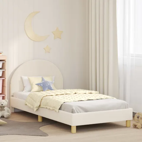 vidaXL Cadru de pat pentru copii cu spătar Crem 90 x 200 cm Bouclé