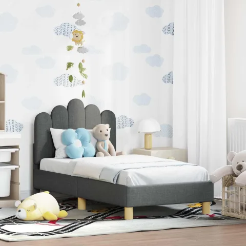 vidaXL Cadru de pat pentru copii cu spătar Gri închis 70 x 140 cm