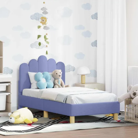 vidaXL Cadru de pat pentru copii cu spătar Albastru Jeans 70 x 140 cm