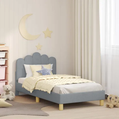 vidaXL Cadru de pat pentru copii cu spătar Gri deschis 80 x 160 cm