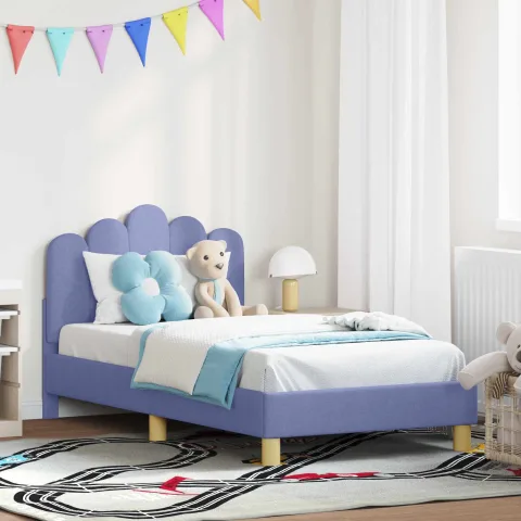 vidaXL Cadru de pat pentru copii cu spătar Albastru Jeans 80 x 160 cm