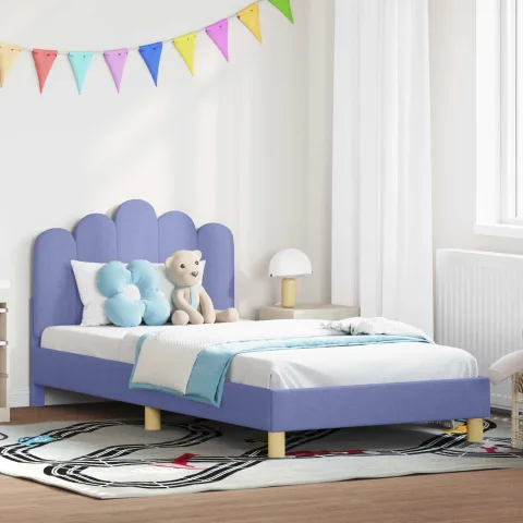 vidaXL Cadru de pat pentru copii cu spătar Albastru Jeans 90 x 190 cm