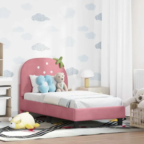 vidaXL Cadru de pat pentru copii cu spătar Roz 70 x 140 cm Catifea