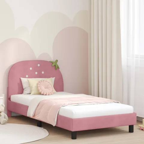 vidaXL Cadru de pat pentru copii cu spătar Roz 80 x 200 cm Catifea