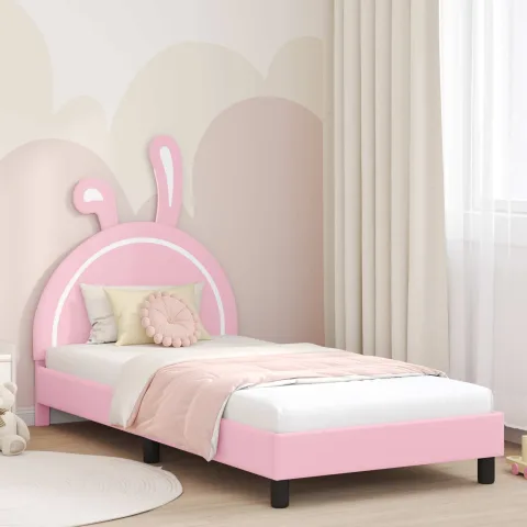 vidaXL Cadru de pat pentru copii cu spătar Roz 80 x 200 cm PU
