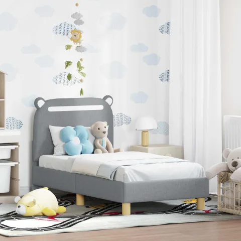 vidaXL Cadru de pat pentru copii cu spătar Gri deschis 70 x 140 cm